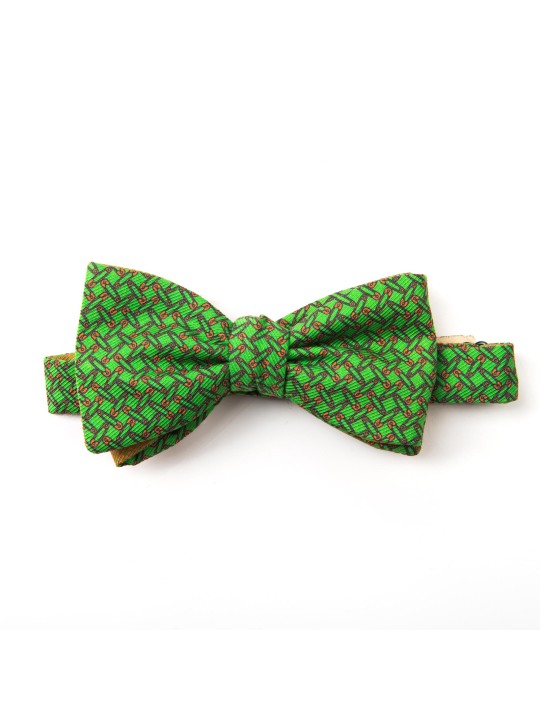 Green/Orange Pins/Links Reversible Bow Tie 