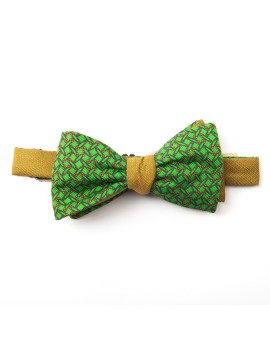 Green/Orange Pins/Links Reversible Bow Tie 