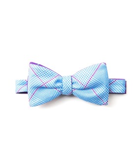 Purple/Blue Scissors/Glen Plaid Reversible Bow Tie 