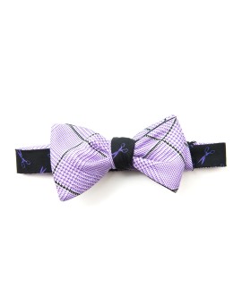 Black/Purple Scissors/Glen Plaid Reversible Bow Tie 