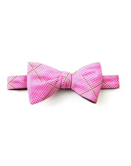 Mocha/Hot Pink/Navy Scissors/Glen Plaid Reversible Bow Tie 