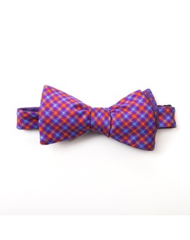 Purple/Blue/Orange Links/Check Reversible Bow Tie 