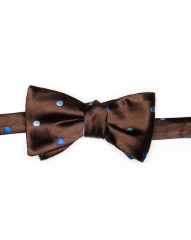 Mahogany/Cobalt/Light Blue Stripes/Dots Reversible Bow Tie