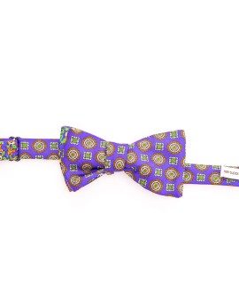 Purple/Orange Floral/Medallion Neat Reversible Bow