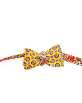 Yellow/Red Floral/Medallion Neat Reversible Bow