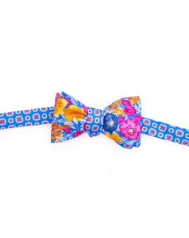 Periwinkle Floral/Neat Reversible Bow