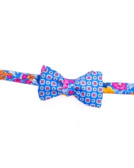 Periwinkle Floral/Neat Reversible Bow