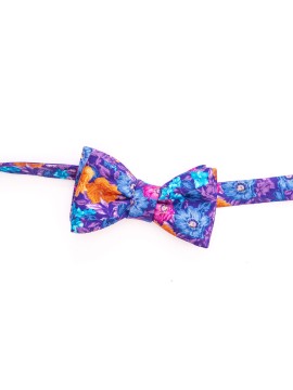 Grape Floral/Neat Reversible Bow