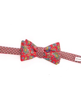 Red Paisley/Neat Reversible Bow