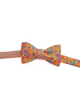 Orange Paisley/Neat Reversible Bow