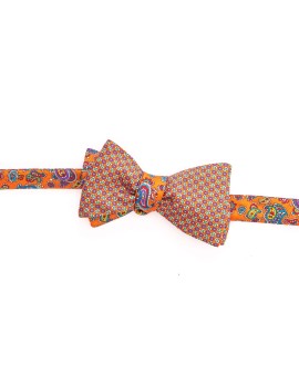 Orange Paisley/Neat Reversible Bow