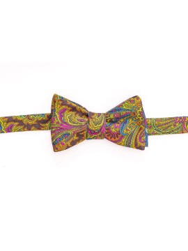 Brown/Blue Paisley/Plaid Reversible Bow