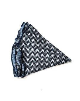 Black/White Vine Paisley/Houndstooth Print Silk Shappe Diamante Reversible Pocket Circle