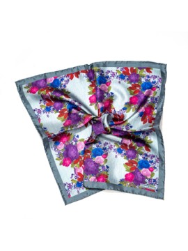 Platinum Floral Print Pocket Square