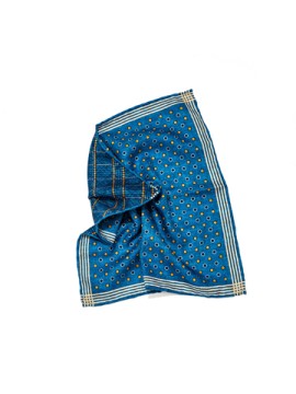 Blue/Mustard Dots/Glen Print Reversible Pocket Square