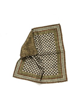 Olive Grid Neat/Dots Print Reversible Pocket Square