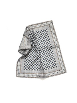 Grey Grid Neat/Dots Print Reversible Pocket Square