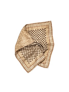 Tan Grid Neat/Dots Print Reversible Pocket Square