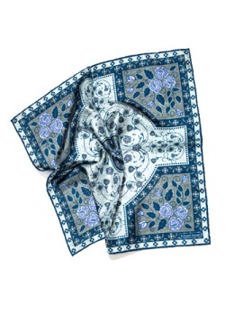 Grey/Purple Floral Large Cross Print Pocket Square