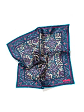 Sky/Hot Pink Persian Print Pocket Square