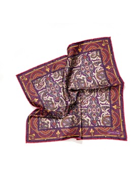 Eggplant/Red Persian Print Pocket Square