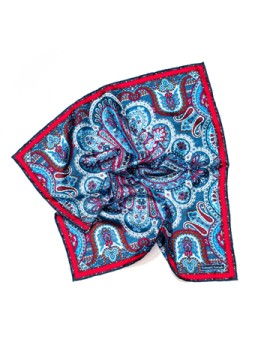 Periwinkle/Red Persian Print Pocket Square