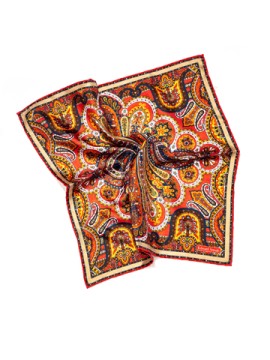 Orange/Navy Persian Print Pocket Square