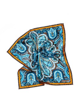 Mint/Brown Persian Print Pocket Square