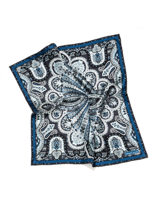 Charcoal/Grey Persian Print Pocket Square