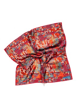 Madder/Lt. Brown Abstract Lego Print Pocket Square