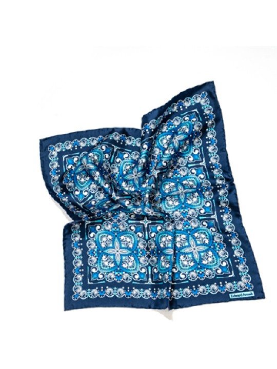 Blue Fancy Quatrefoil Print Pocket Square