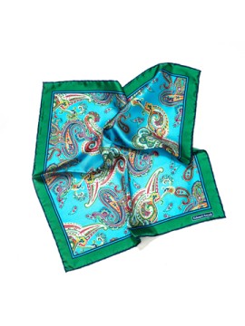 Lt. Blue/Kelly Paisley Print Pocket Square