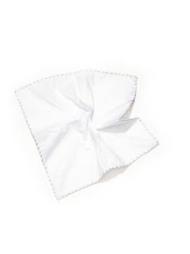 White With Silver Hem Pocket Square