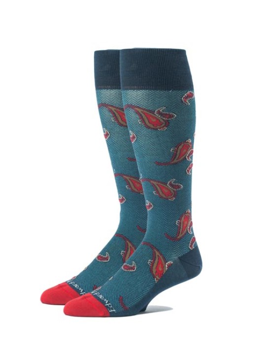 Naviere/Red/Khaki Paisley/Herringbone O/C Socks