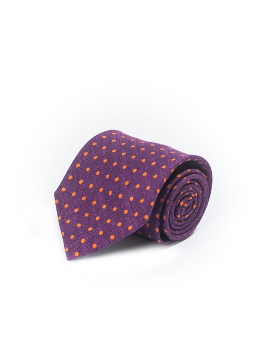 Grape/Yellow Mini Dots Shappe Diamante Print Tie