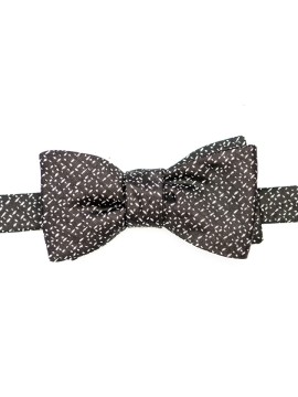 Black/White Basket Weave Silk Bow Tie