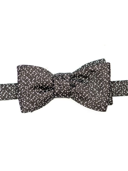 Black/White Basket Weave Silk Bow Tie