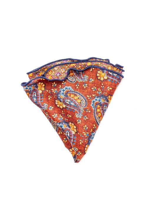 Sienna Floral Paisley/Floral Silk Shappe Diamante Reversible Pocket Circle