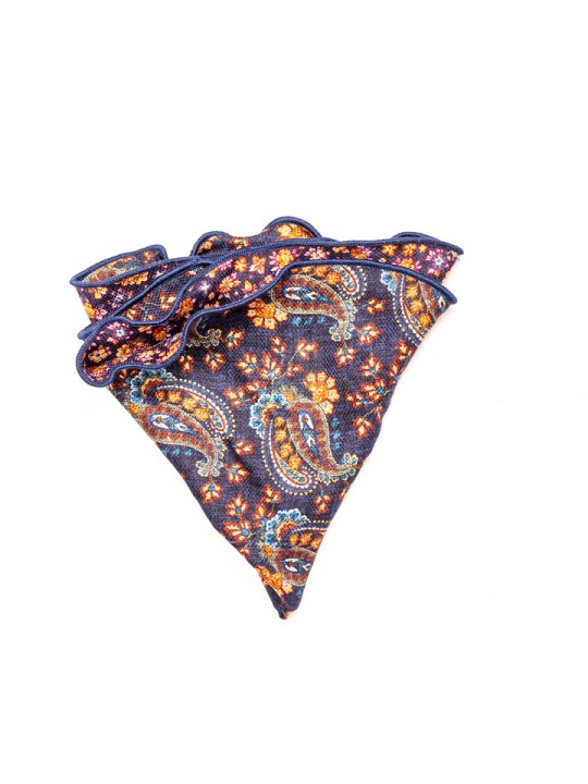 Midnight/Sienna Floral Paisley/Floral Silk Shappe Diamante Reversible Pocket Circle