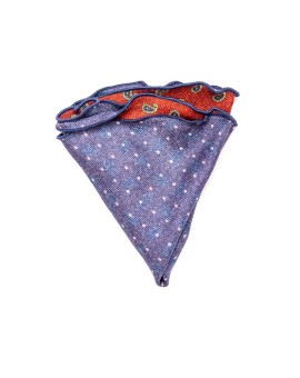 Brick Mini Paisley/Polka Dots Silk Shappe Diamante Reversible Pocket Circle