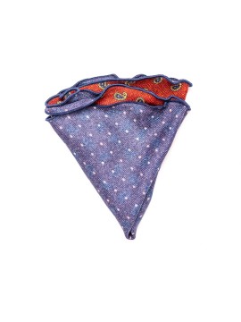 Brick Mini Paisley/Polka Dots Silk Shappe Diamante Reversible Pocket Circle