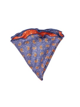 Denim Mini Paisley/Polka Dots Silk Shappe Diamante Reversible Pocket Circle