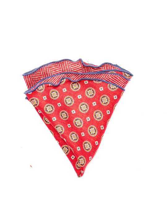 Brick Neat/Herringbone Silk Shappe Diamante Reversible Pocket Circle