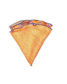 Rust Neat/Herringbone Silk Shappe Diamante Reversible Pocket Circle