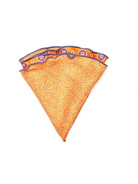 Rust Neat/Herringbone Silk Shappe Diamante Reversible Pocket Circle