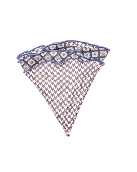 Charcoal Neat/Houndstooth Silk Shappe Diamante Reversible Pocket Circle