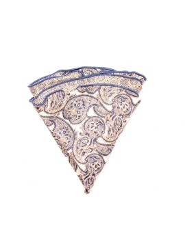 Beige Paisley/Mini Medallion Neat Silk Shappe Diamante Reversible Pocket Circle