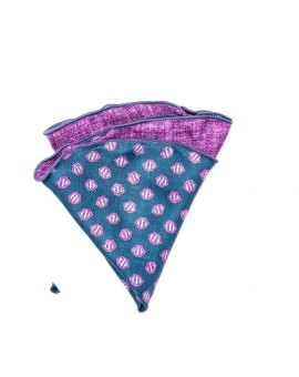 Purple Solid/Geo Neat Silk Shappe Diamante Reversible Pocket Circle