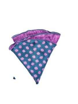 Purple Solid/Geo Neat Silk Shappe Diamante Reversible Pocket Circle