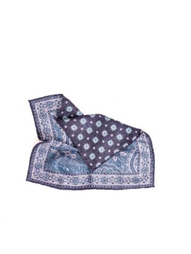 Blue Persian/Foulard Print Reversible Pocket Square